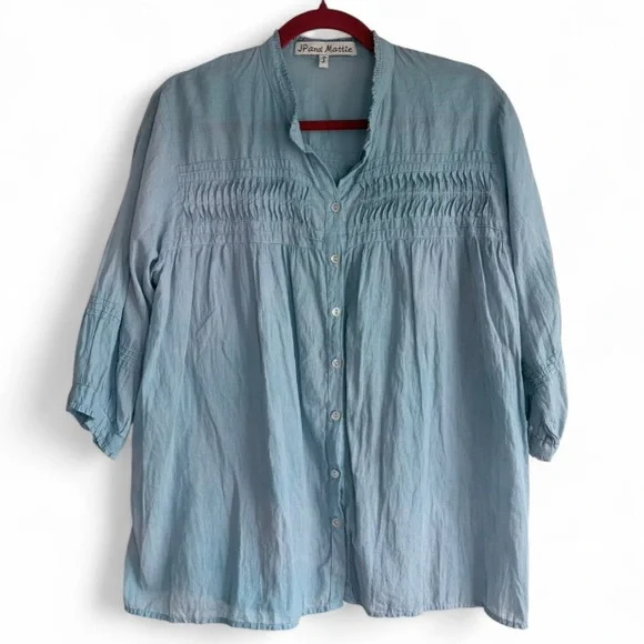 JP and Mattie Pleat Front Button Down 100% Cotton Shirt Size S - Picture 1 of 5